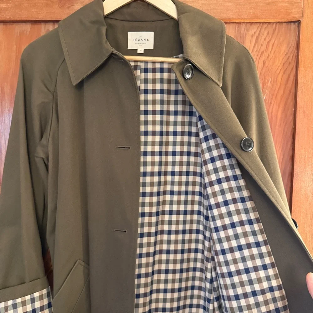 Sezane Clyde Coat Dark Khaki - Size 4 - Picture 4 of 10